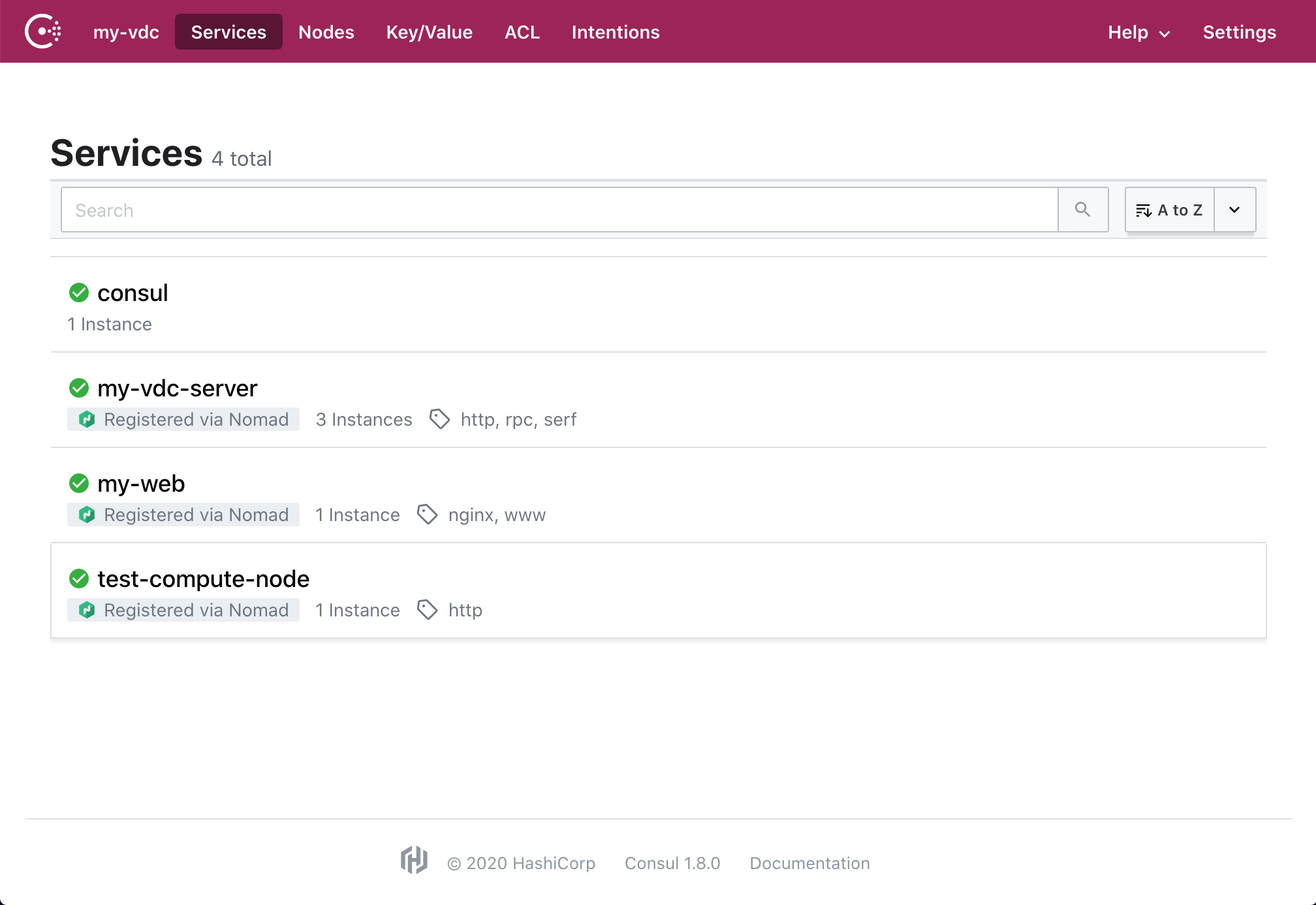 Consul dashboard